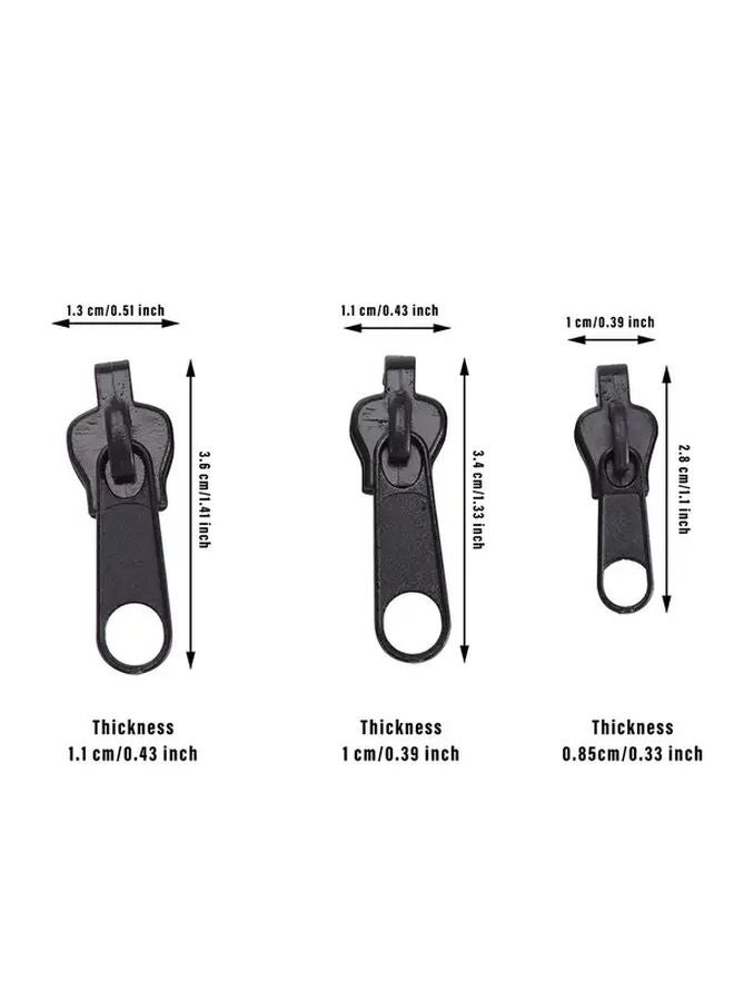 Universal Zipper Repair Kit 6pcs Black 2 Large 2 Medium 2 Small Replacement Parts - Image 2